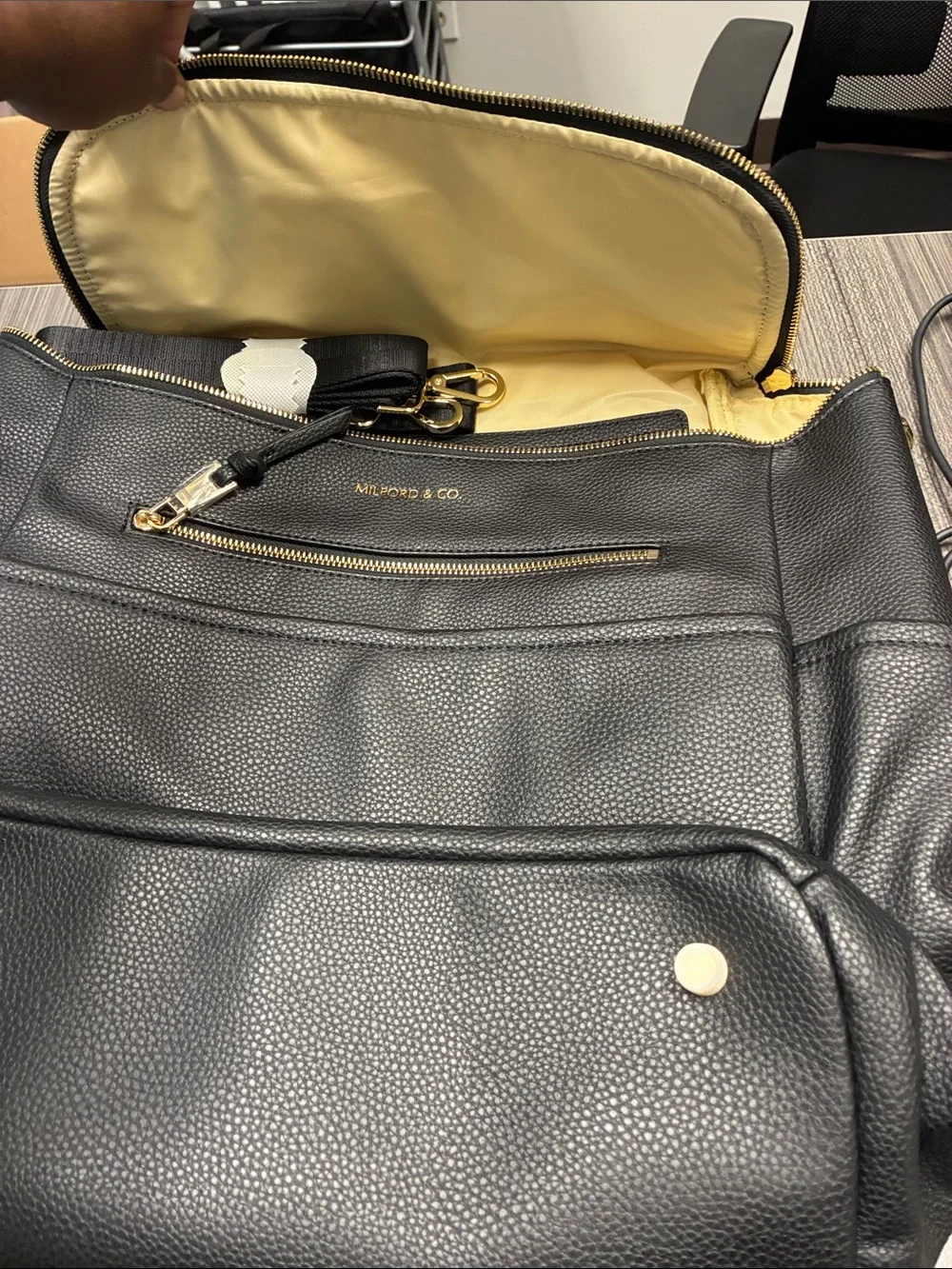 Black Pebbled Vegan Leather Backpack